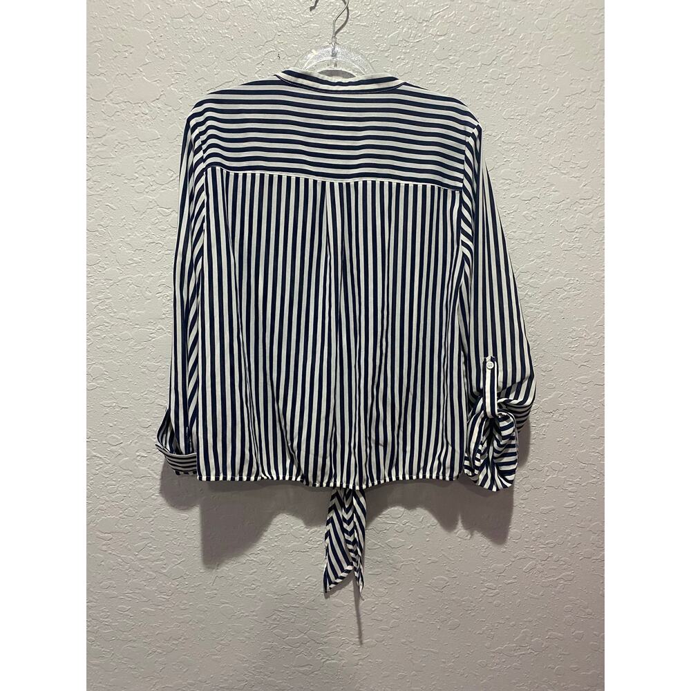 Chico's Long Sleeve Stiped Button Up Shirt Size M Coastal Nautical - Picture 6 of 6